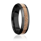 Black Zirconium Ring with Dino Bone Tan Inlay - 6mm 