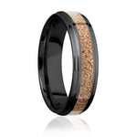 Black Zirconium Ring with Dino Bone Tan Inlay - 6mm 