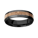 Black Zirconium Ring with Dino Bone Tan Inlay - 6mm 