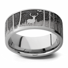 Laser Carved Elk Mountain Ring - 9mm 
