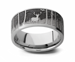 Laser Carved Elk Mountain Ring - 9mm 
