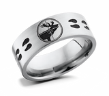 Laser Carved Elk Target and Tracks Ring 8mm - Camo Ever After