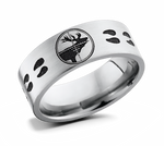 Laser Carved Elk Target and Tracks Ring 8mm - Camo Ever After