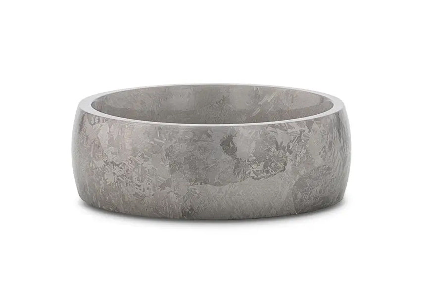 Domed Titanium Ring with Meteorite Pattern 