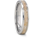 White Dinosaur Bone Inlay Ring Tungsten- Choose Width 