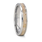 White Dinosaur Bone Inlay Ring Tungsten- Choose Width 