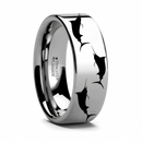 Marlin Fish Engraved Flat Tungsten Ring 