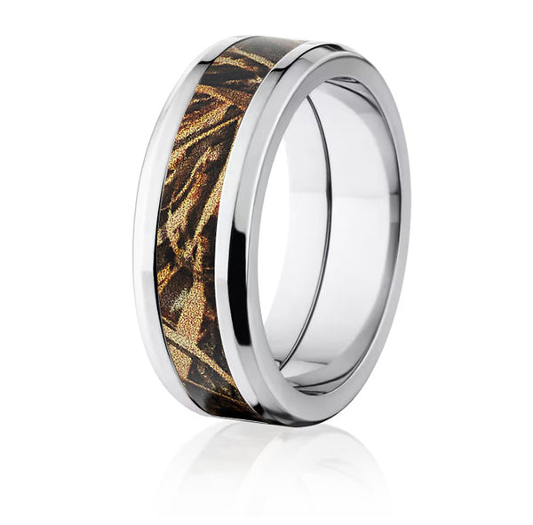 realtree max 5 wedding ring titanium beveled edges