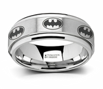 Mens Batman Ring - Tungsten 8mm Spinning Band 