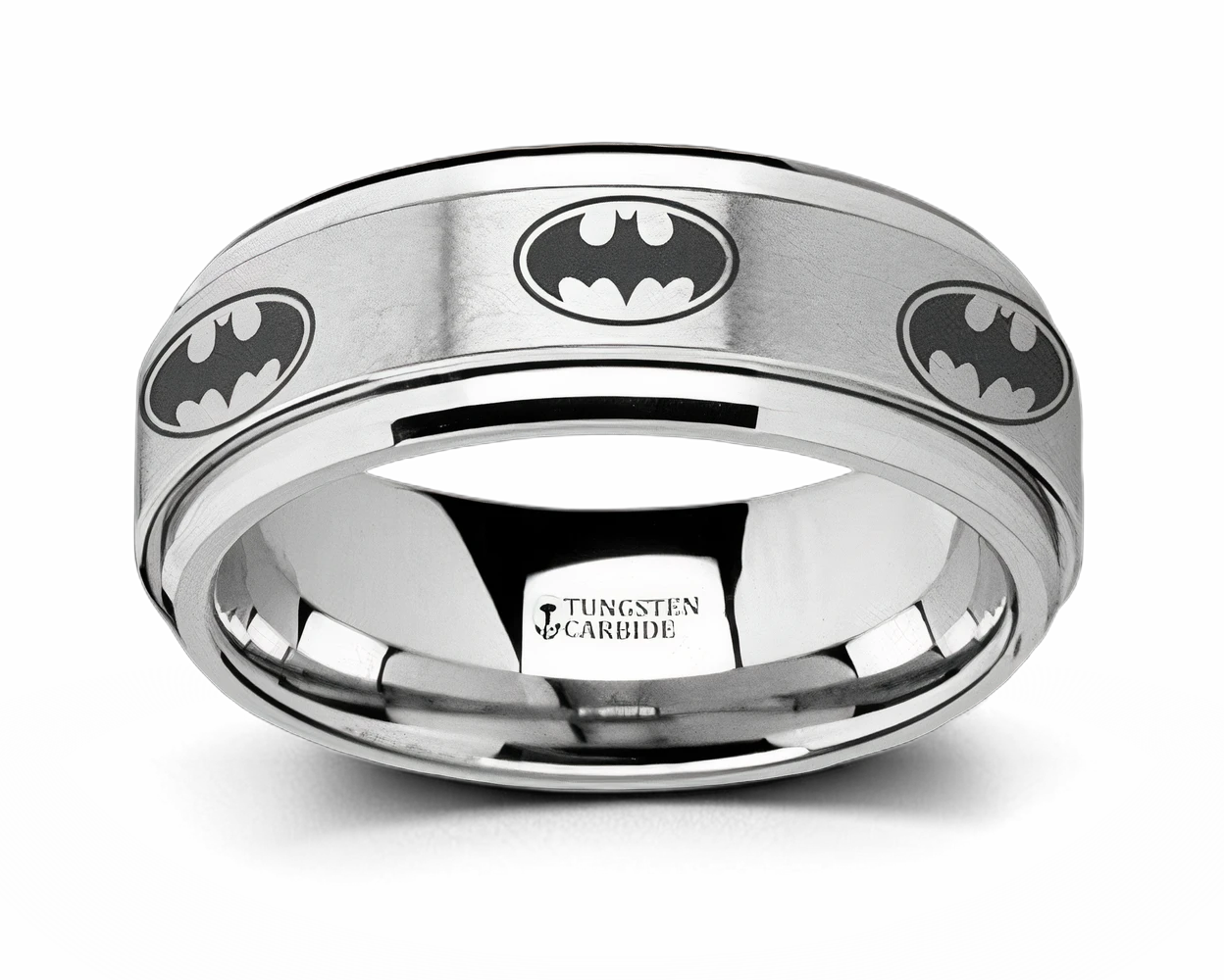 Mens Batman Ring - Tungsten 8mm Spinning Band 
