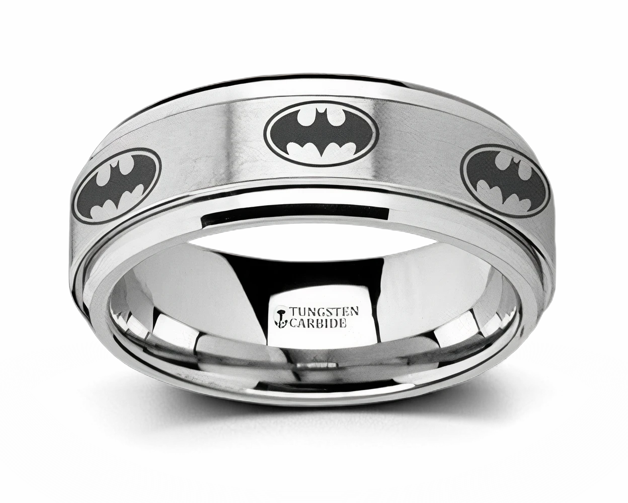 Mens Batman Ring - Tungsten 8mm Spinning Band 
