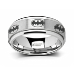 Mens Batman Ring - Tungsten 8mm Spinning Band 