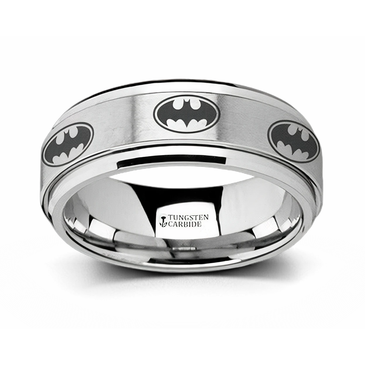 Mens Batman Ring - Tungsten 8mm Spinning Band 