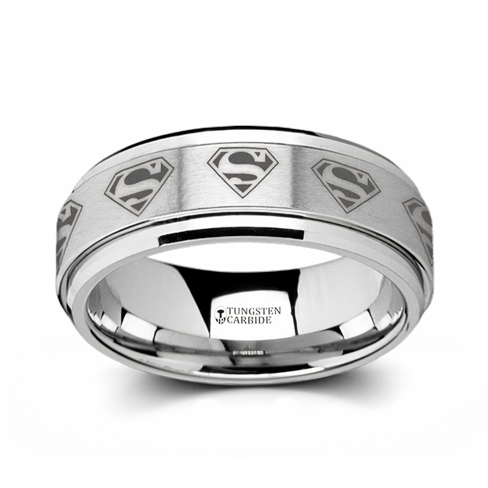 Superman Ring with Spinning Symbol - Tungsten 8mm 