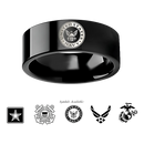 Military Wedding Ring in Black Tungsten - Choose Logo 