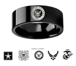 Military Wedding Ring in Black Tungsten - Choose Logo 