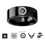 Military Wedding Ring in Black Tungsten - Choose Logo 