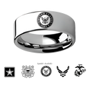 Military Wedding Rings Tungsten - Choose Logo 8mm or 10mm 