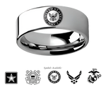 Military Wedding Rings Tungsten - Choose Logo 8mm or 10mm 