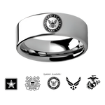 Military Wedding Rings Tungsten - Choose Logo 8mm or 10mm 