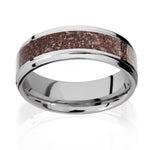 Mixed Color Dinosaur Bone Wedding Band - Cobalt 7mm 