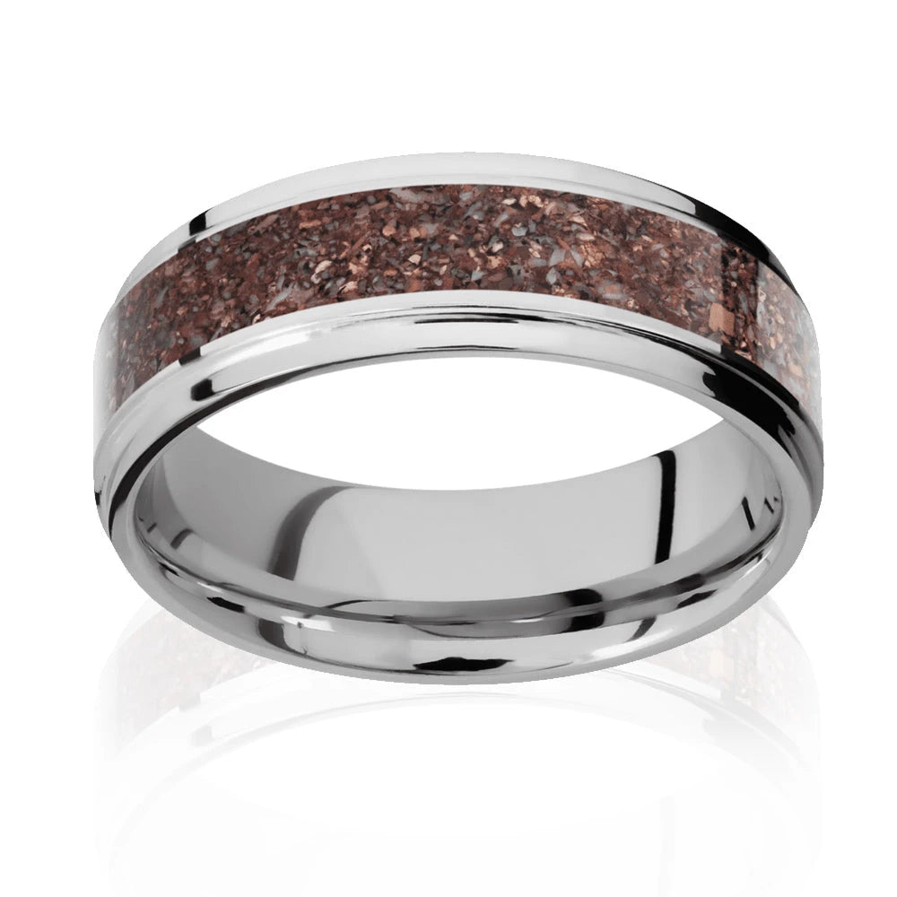 Mixed Color Dinosaur Bone Wedding Band - Cobalt 7mm 
