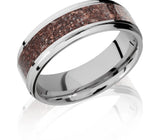 Mixed Color Dinosaur Bone Wedding Band - Cobalt 7mm 