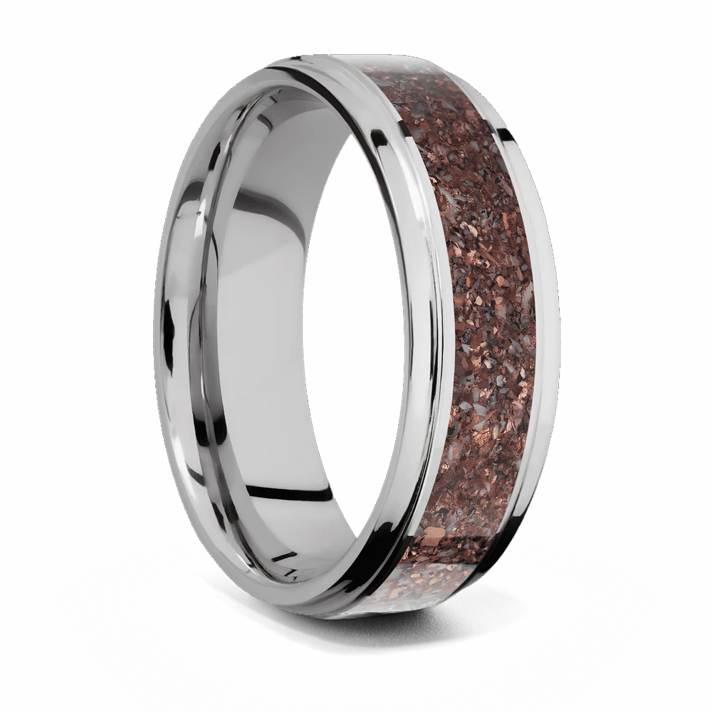 Mixed Color Dinosaur Bone Wedding Band - Cobalt 7mm 
