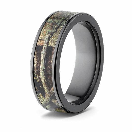Mossy Oak Break Up Infinity Black Camo Ring - Pick Width 