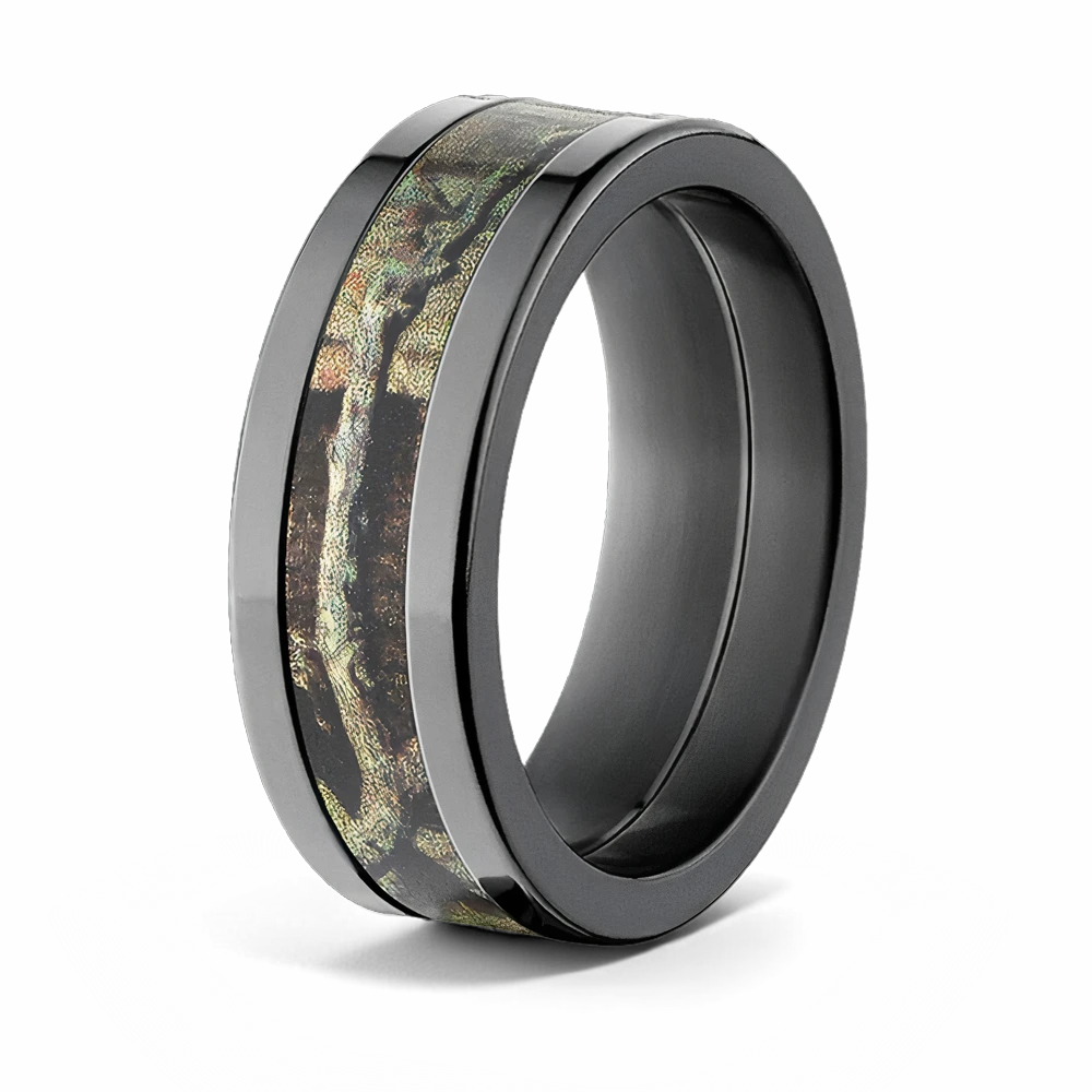 Mossy Oak Break Up Infinity Black Camo Ring - Pick Width 
