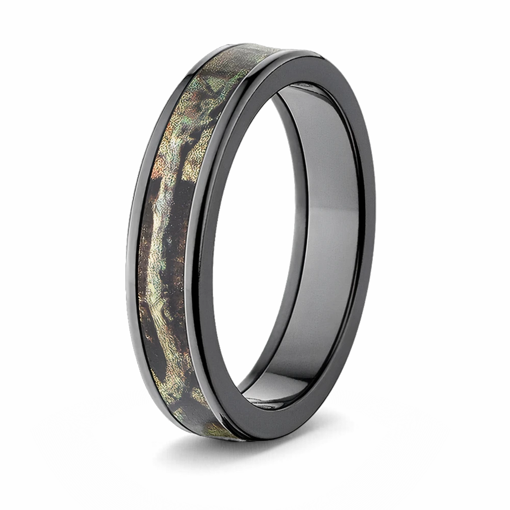 Mossy Oak Break Up Infinity Black Camo Ring - Pick Width 