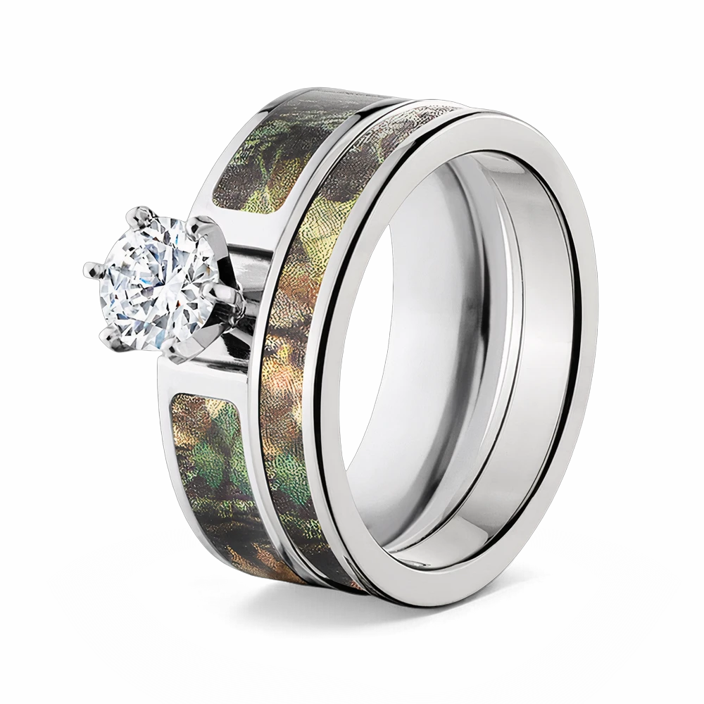 Mossy Oak New Breakup Camo Ring Set for Her 