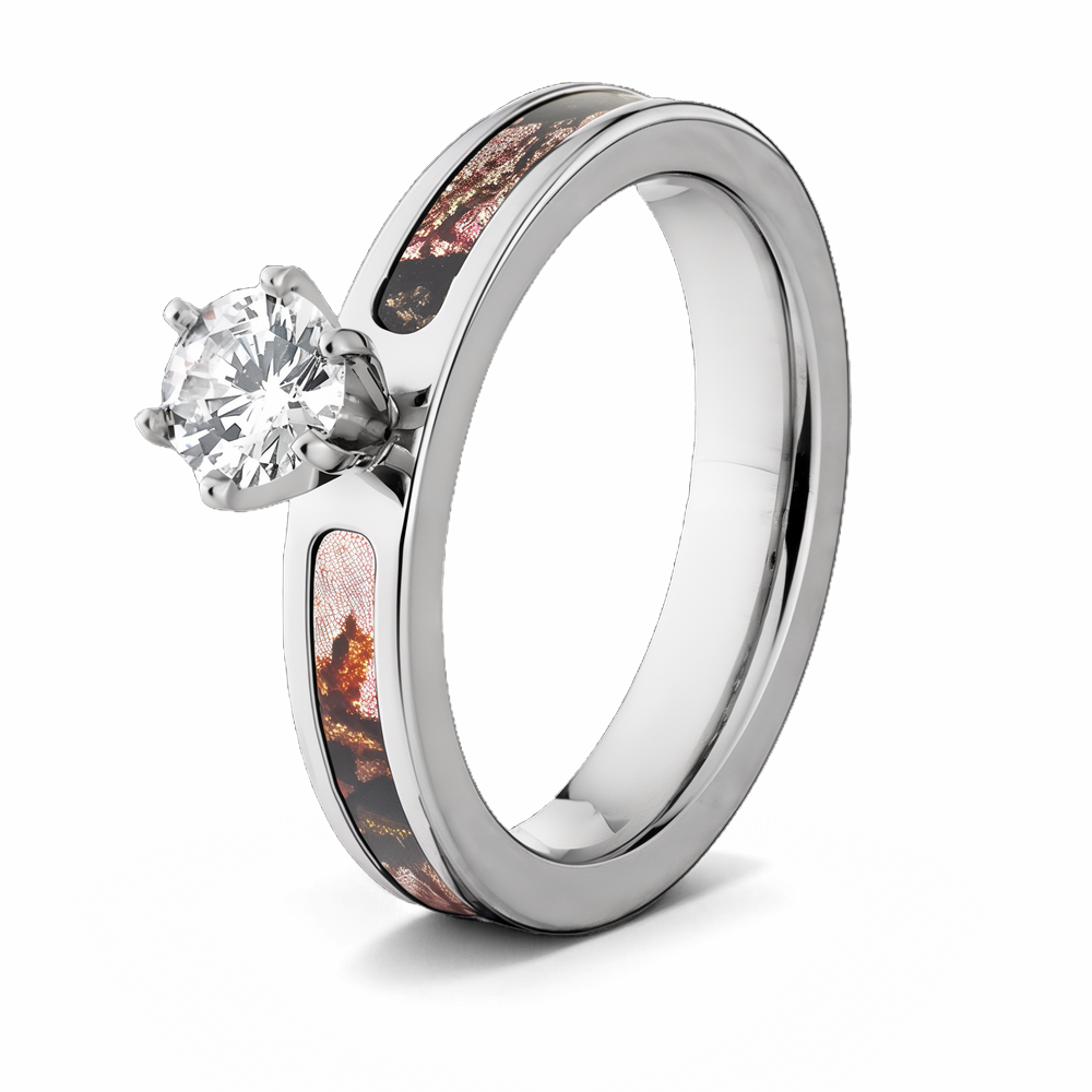 Mossy Oak Pink Camo Engagement Ring - 4mm 