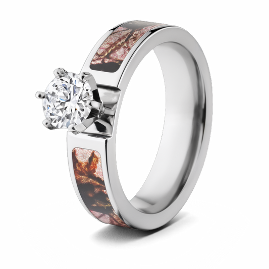Mossy Oak Pink Camo Engagement Ring 1 CT - 6mm - Camo Ever After