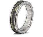 Damascus Ring with Your Choice of Mossy Oak Inlay - 6mm Domed 