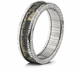 Damascus Ring with Your Choice of Mossy Oak Inlay - 6mm Domed 