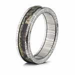 Damascus Ring with Your Choice of Mossy Oak Inlay - 6mm Domed 