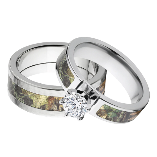 Mossy Oak Camo Ring Set for Him and Her - New Breakup 