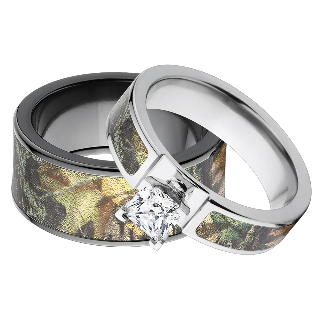 Mossy Oak New Breakup Matching Camo Ring Set for Him and Her 