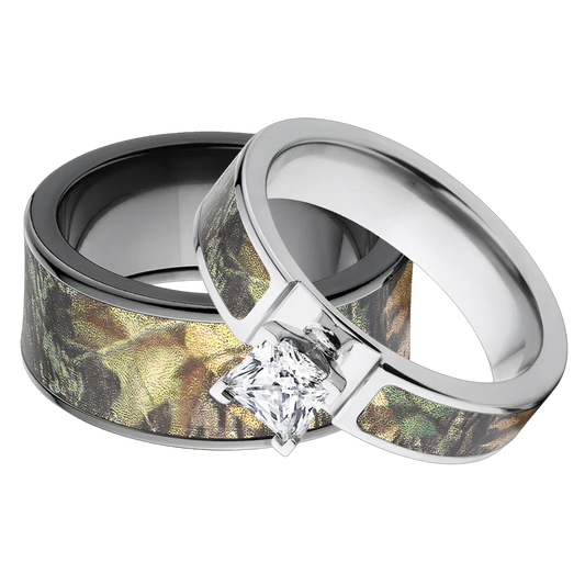 Mossy Oak New Breakup Matching Camo Ring Set for Him and Her 