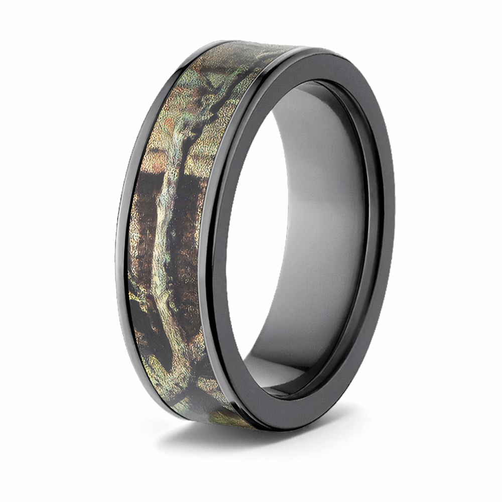 Mossy Oak Break Up Infinity Black Camo Ring - Pick Width 