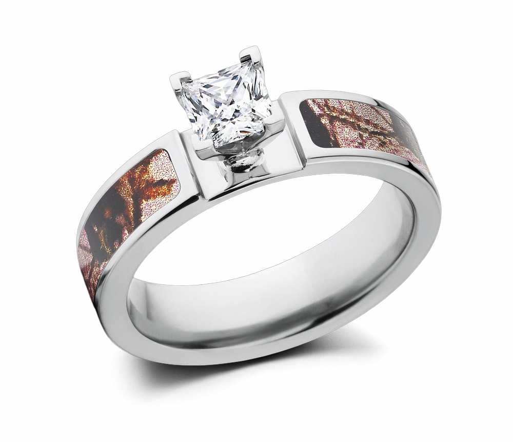 Mossy Oak Pink Camo Engagement Ring 1 CT - 6mm - Camo Ever After
