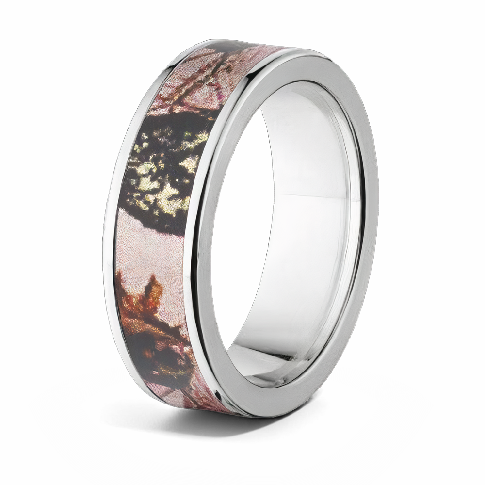 Mossy Oak Pink Camo Ring - Titanium 7mm 
