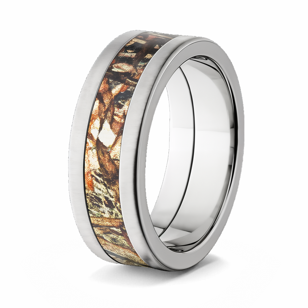 Mossy Oak Ring 8mm Titanium in Brush Finish