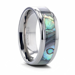 Mother of Pearl Beveled Wedding Band 