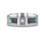 Mother of Pearl Inlay Tungsten Ring with Diamond 