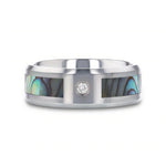 Mother of Pearl Inlay Tungsten Ring with Diamond 