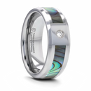Mother of Pearl Inlay Tungsten Ring with Diamond 