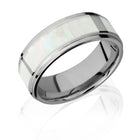Mother of Pearl Ring - Titanium with Grooved Edges 