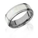 Mother of Pearl Ring - Titanium with Grooved Edges 